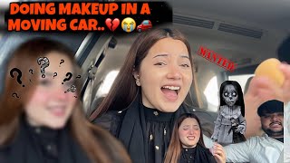 DOING MAKEUP IN A MOVING CAR🙄🚗| MESSED-UP😭| VIDEO BY RABEECA KHAN