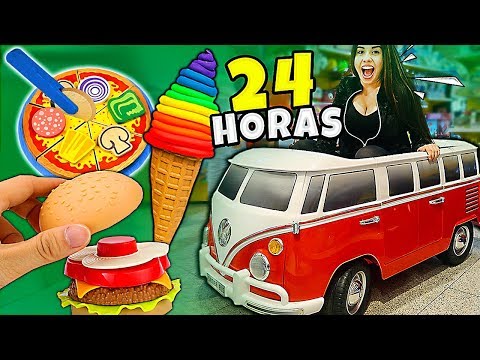 24 HORAS COMENDO COMIDA de BRINQUEDOS 🍕🍧