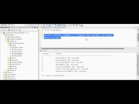 tutorial SQL, usando Ms SQL Server 2008 R2, parte 2