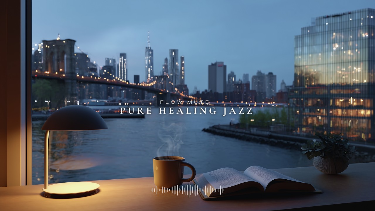 【Playlist】マンハッタンのブルーアワー、水面に映る灯りとスロージャズ｜Manhattan Night Ambience｜Cozy Relaxing Jazz Playlist