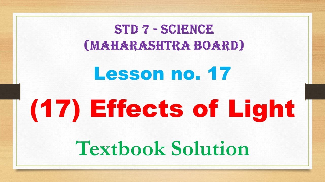 Effects of light | science lesson 17 | std 7 | textbook solution - YouTube