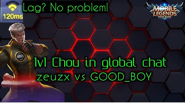 [MLBB] 1v1 Chou in global chat Super lagg!!