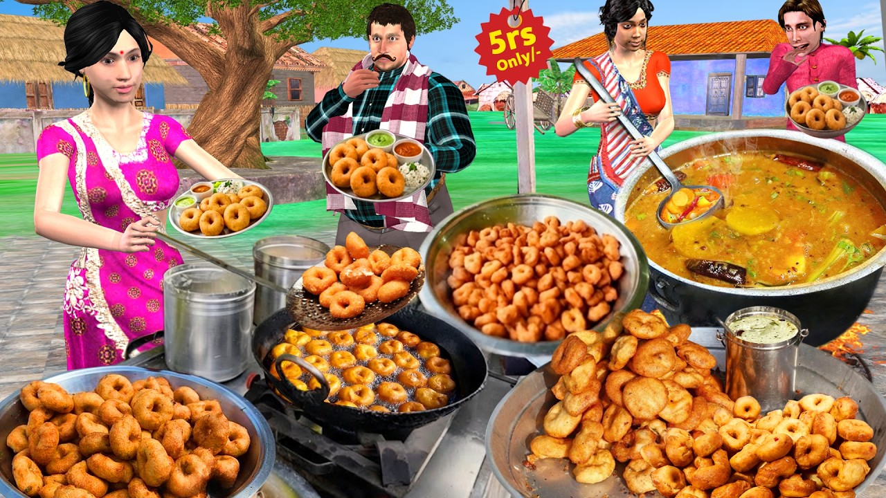 Smallest Medu Vada Sambar 5rs Street Food Sambar Vada New Comedy Hindi Kahaniya Moral Stories