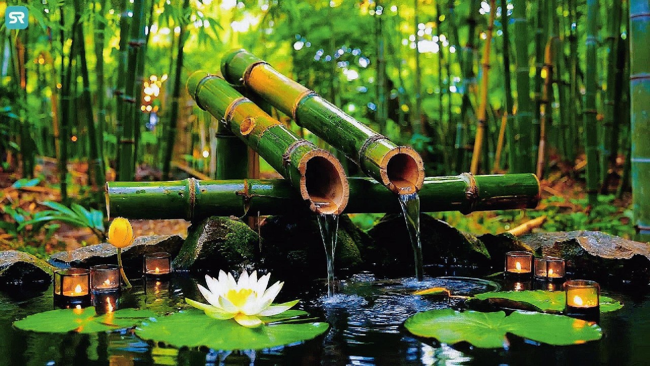 Relaxing Piano Music with Bamboo Water Sounds | Deep Sleep, Stress Relief & Peaceful Mind