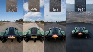 Forza Horizon 5 || 2300HP Fastest Aston Martin Valkyrie Top Speed Compilation - Stock Vs Tuned