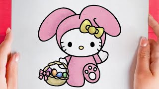 How to draw Hello Kitty easter bunny - Wealth