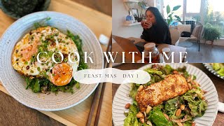 Cook with me / easy home cooked meals, apple herbal tea for cramps - FEAST-MAS Ep 1