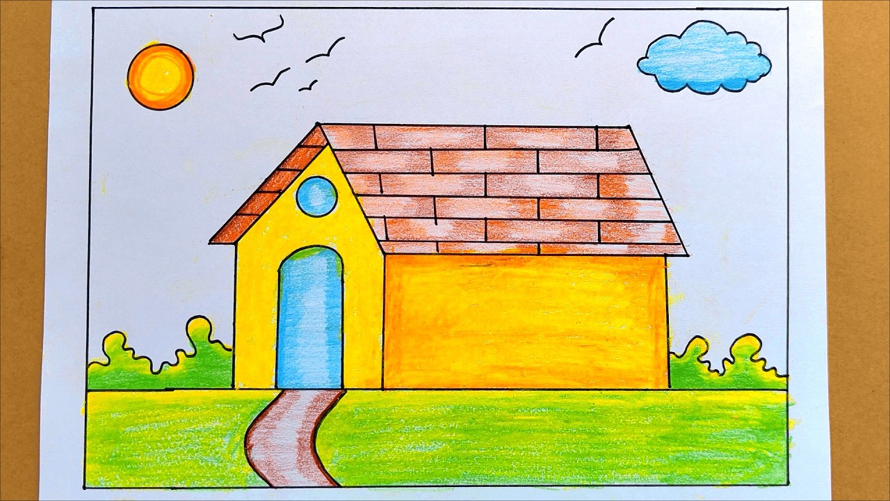 झोपड़ी का चित्र बनाना सीखें / How to Draw a Hut Easy Step By Step ...