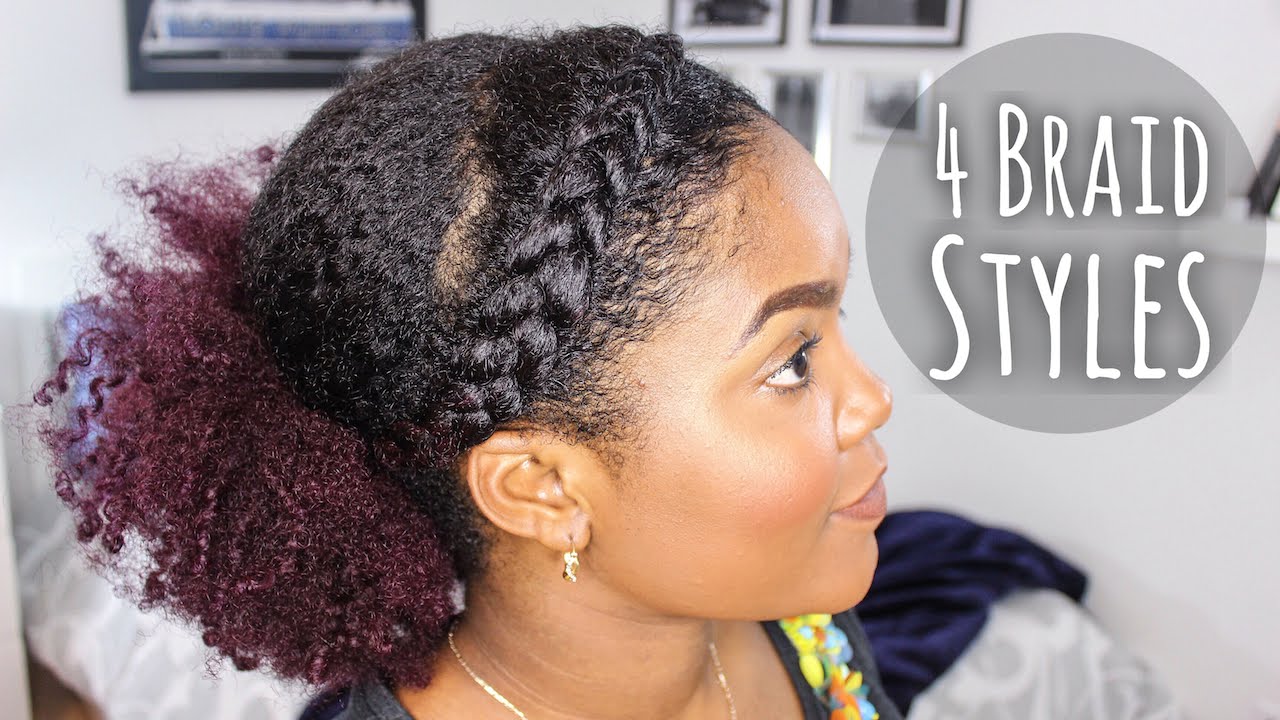 Natural Hair Style Minute | 4 Easy Braid Styles - YouTube
