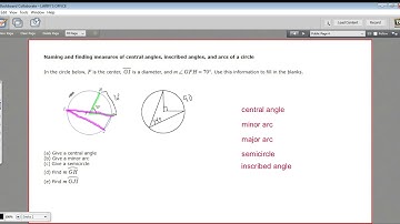 Naming and finding central angles, inscribed angles, and arcs of a circle