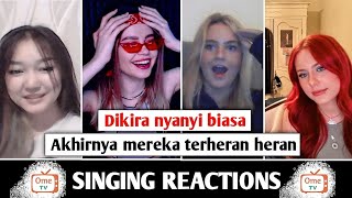 Bikin Cewek cewek Eropa Terkesima dengan lantunan Lagu yg ku nyanyiin | SINGING REACTIONS OmeTV