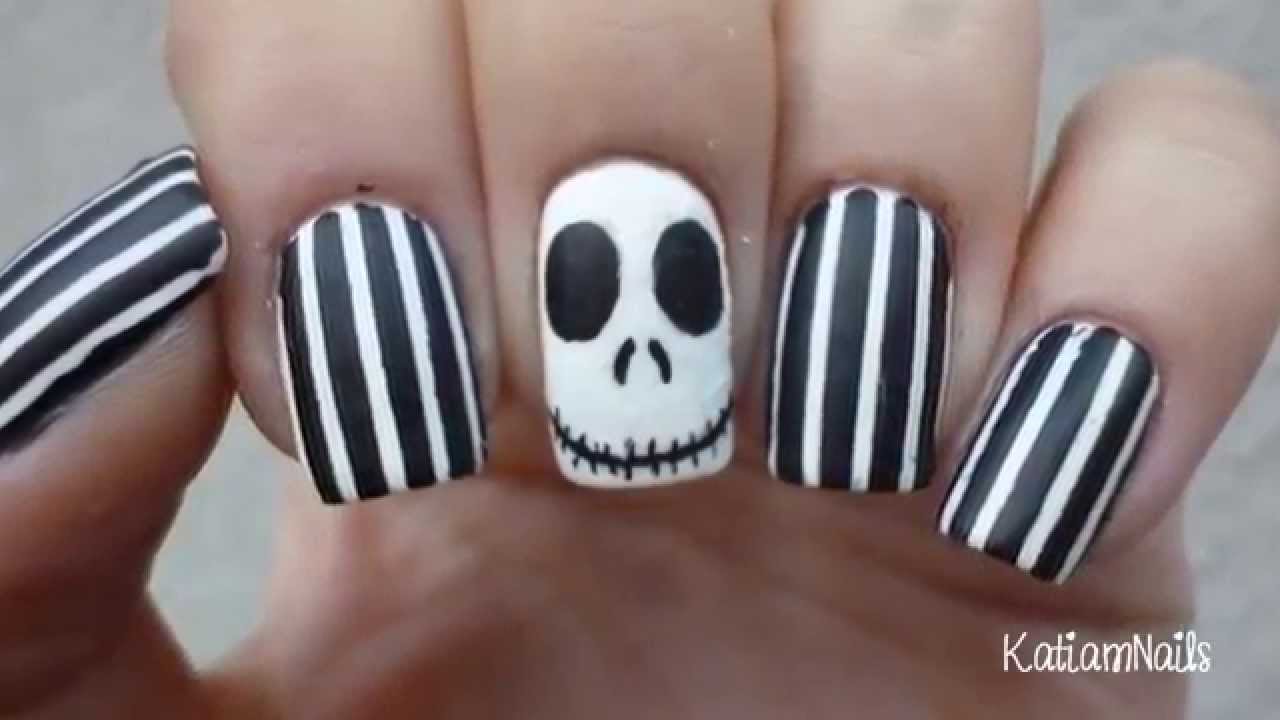 Jack Skellington Nails Halloween Nail Art 2015 - YouTube - Jack Skellington Nails Halloween Nail Art 2015 - YouTube