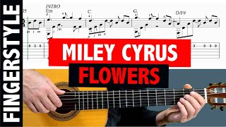 Miley Cyrus - Flowers / Fingerstyle Guitar Tutorial + TAB