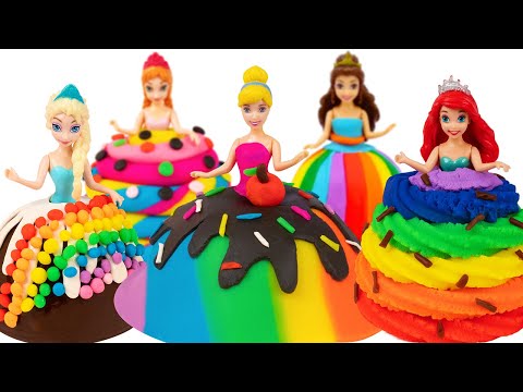 Rainbow Ice Cream Dresses with Play Doh for Disney Princesses