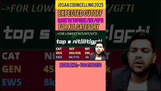 JOSAA Counseling Expected Cut-off | Rank vs top 5 NIT/IIIT/GFTI #josaa2025 #jee25 #cutoff