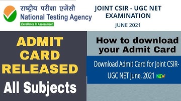 CSIR NET ADMIT CARD RELEASED FOR ALL SUBJECTS / How to dowload admit cards.