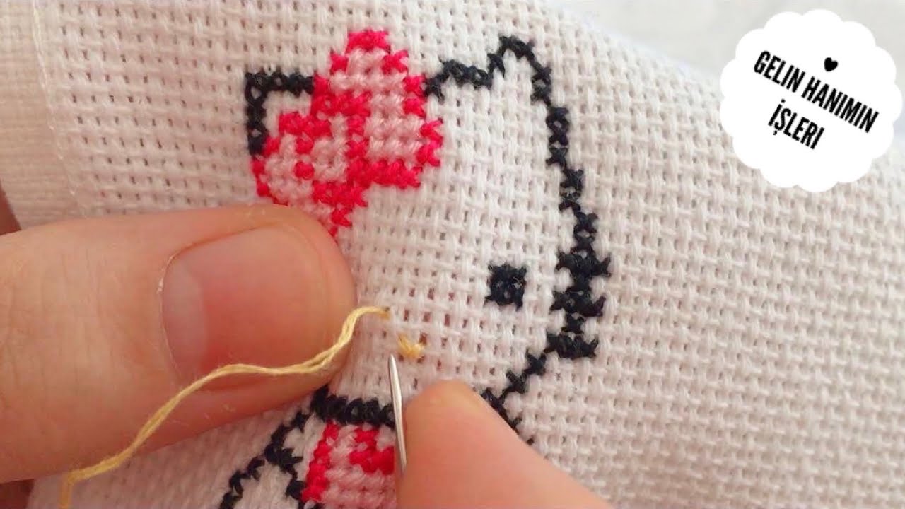 KIZ BEBEK PANO VE ETAMİN HAVLU İÇİN HELLO KITTY MOTİFİ YAPILIŞI | YENİ BAŞLAYANLAR İÇİN SESLİ ANLATM