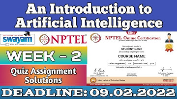 NPTEL An Introduction to Artificial Intelligence WEEK 2 ASSIGNMENT ANSWERS | 2022