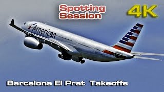 Barcelona El Prat Airport Takeoffs (Spotting Session)  [4K]