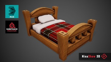 Modeling, Unwrap & Texturing Stylized Bed - Part2 [High and LowPoly]