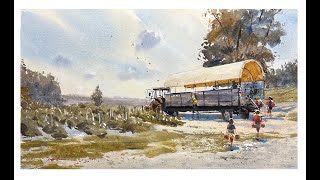 Strawberry Pickers Watercolor
