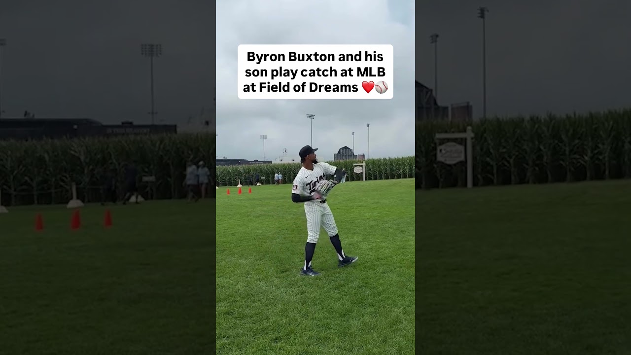 Byron Buxton and his son play catch at MLB at Field of Dreams ❤️⚾️ #MLB