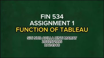 FIN 534 - ASSIGNMENT1 FUNCTION OF TABLEAU