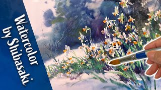 [Eng sub] Daffodil Flowers, Watercolor painting / shibasaki