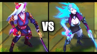 Blood Moon Katarina vs Death Sworn Katarina Epic Skins Comparison (League of Legends)