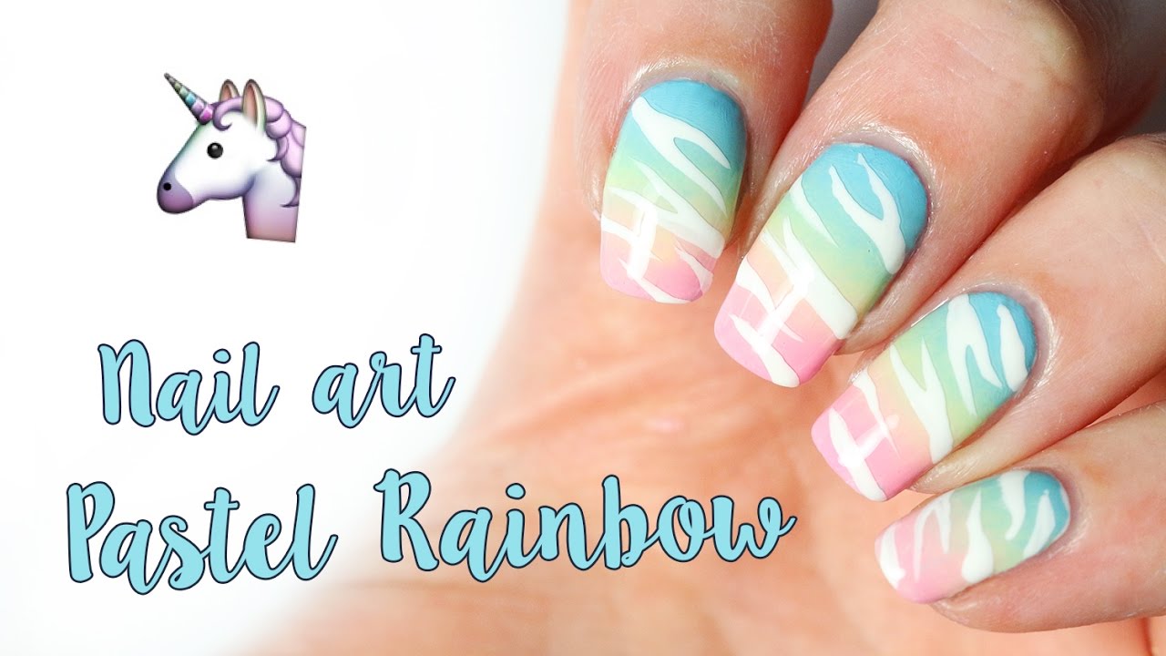 🦄 Nail art de licorne : Pastel rainbow