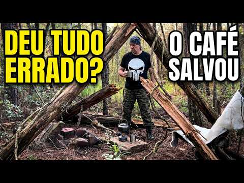 THE SHELTER COLLAPSED! But the support and coffee saved the day (Real Bushcraft)