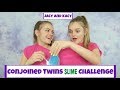 Conjoined Twins Slime Challenge ~ Making Slime with One Hand ~ Jacy and Kacy