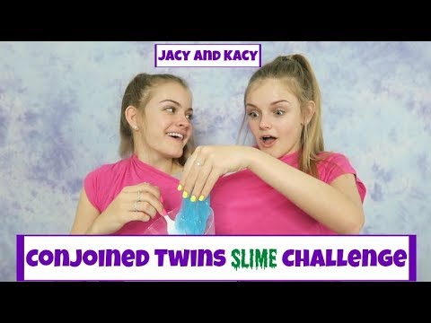 Conjoined Twins Slime Challenge Making Slime With One Hand Jacy And Kacy