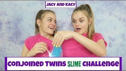 Conjoined Twins Slime Challenge ~ Making Slime with One Hand ~ Jacy and Kacy
