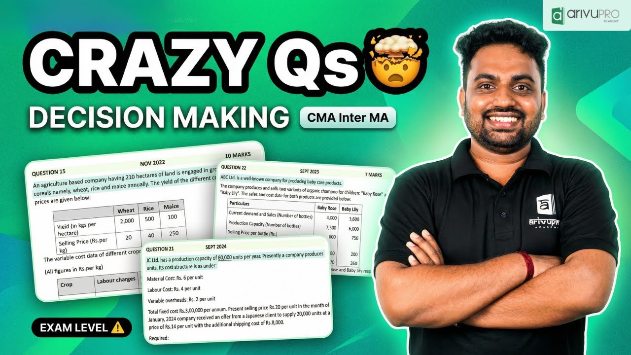 CMA Inter Management Accounting | Crazy Questions on Decision Making 😵 ...