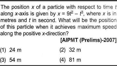The position x of a particle with time t along x-axis is given by x =9t2 - t3 wherex is in meters..