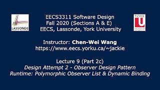 [HD] EECS3311 F20 Lecture 9 Part 2c - Observer Pattern - Runtime