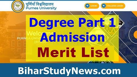 Purnea University Degree Part 1 First Merit List Download Full video