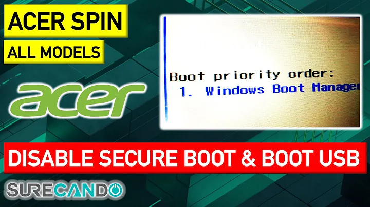 Acer Spin Laptop How to Disable Secure Boot and Boot from USB Install Windows Linux External Device