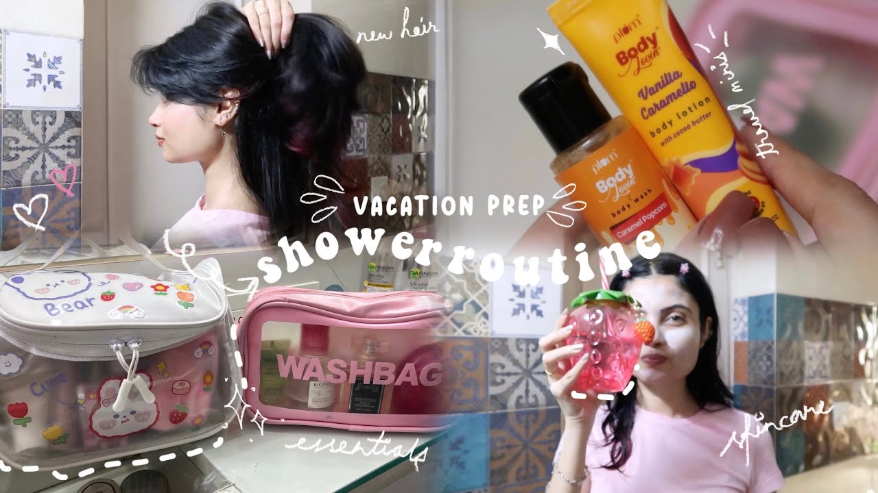VLOG:  Shower Routine, Self-Care, Vacation Prep, New Hair Colour, Travel Essentials  ♡ 🎀 𐙚 ‧₊˚ ⋅