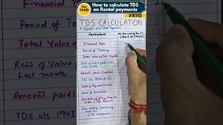 📌How to calculate TDS u/s 194IB(TDS on rent payments) #shorts #viral #trending #incometax #ytshorts