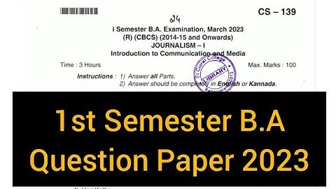 JOURNALISM -1      |      B.A   1st Sem Question Paper 2023 #bangaloreuniversity #share #subscribe