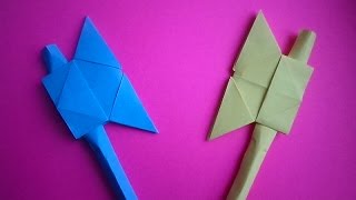 оригами алебарда.как сделать из бумаги боевой топор // Origami halberd.how to make a paper battle ax видео как сделать топор
