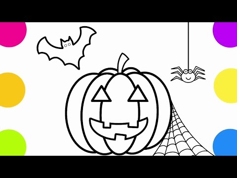 Desenhando - ABÓBORA, MORCEGO E ARANHA para o HALLOWEEN!! 🎃❤ Como desenhar  uma abóbora de Halloween. 