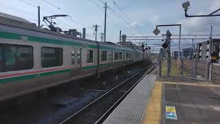 名取駅岩沼行き701系 E721系６両編成出発進行！