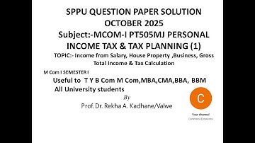 PERSONAL INCOME TAX & TAX PLANNING October  2025 SPPU Question Paper Solution MCOM I PT505MJ