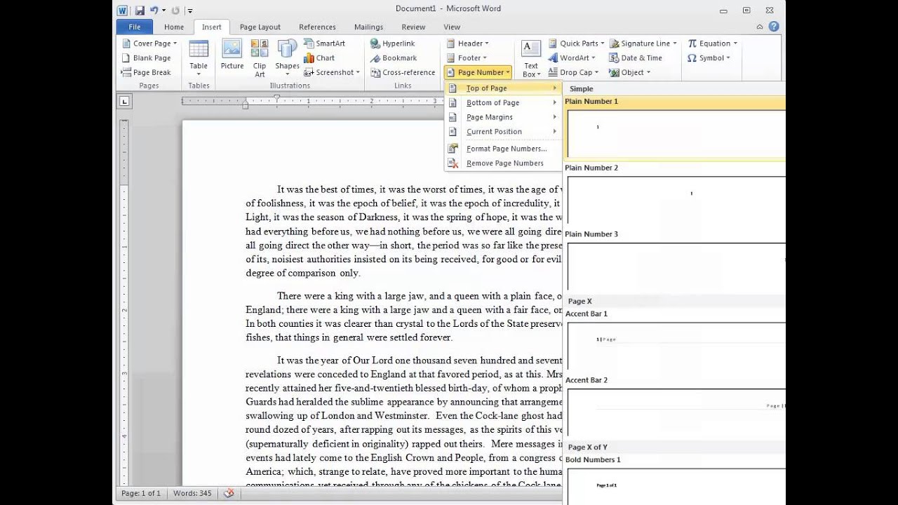 how to change page layout in word 2010