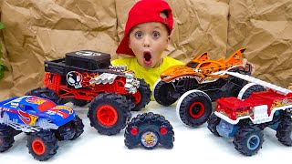 Vlad và Niki vui chơi với đồ chơi mới Hot Wheels Monster Truck RC