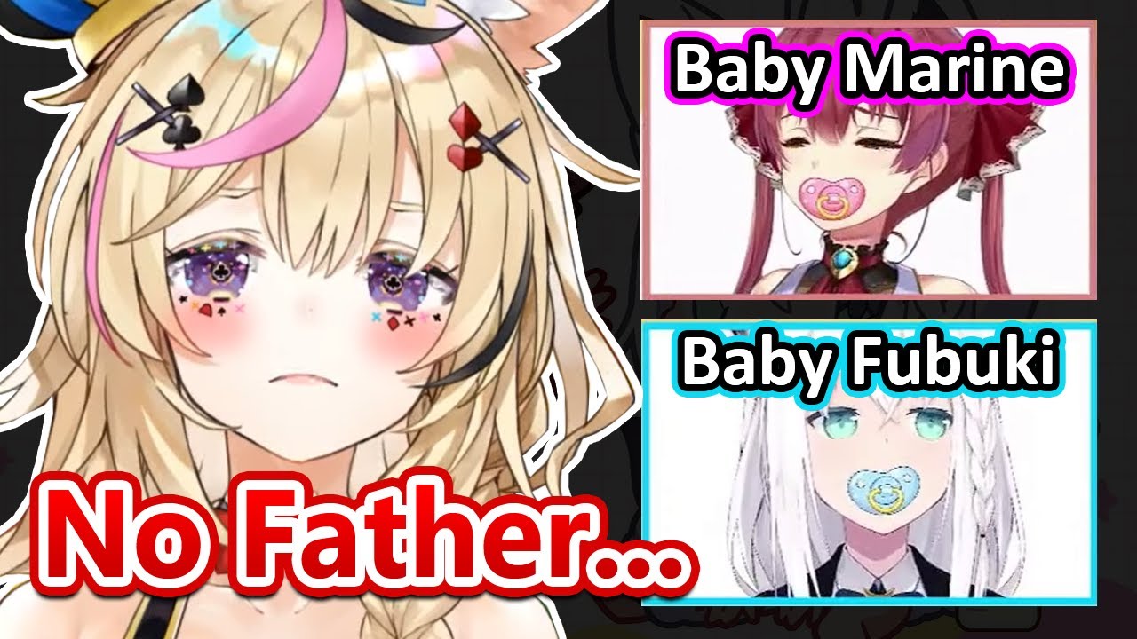 Маринэ и Фубуки не могут перестать смеяться над игрой Польки в роль «матери-одиночки»...