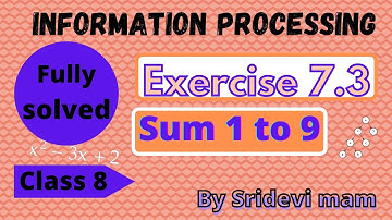 8th tn maths ch 7 information processing ex 7.3 sum 1 to 9 fully solved by Sridevi mam